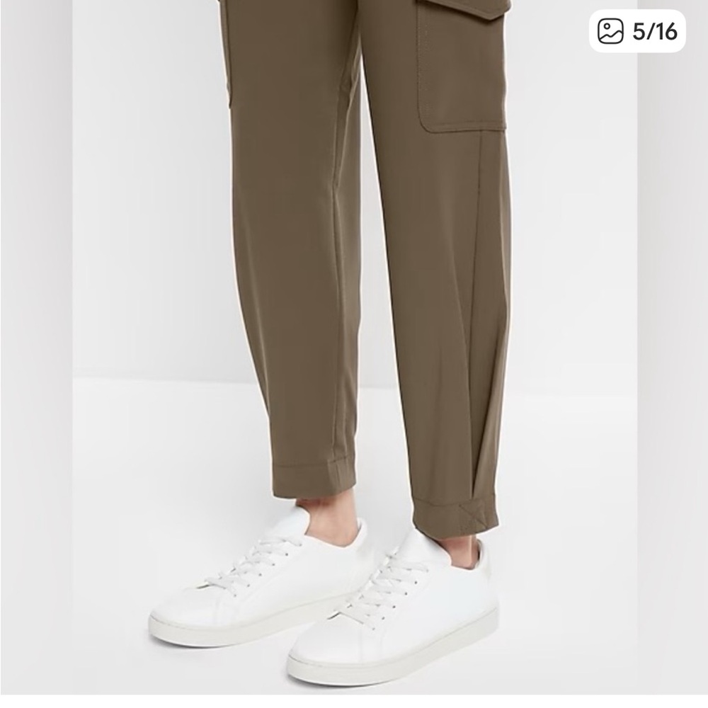 Express Olive Green Belted Cargo Pants - Picture 3 of 8